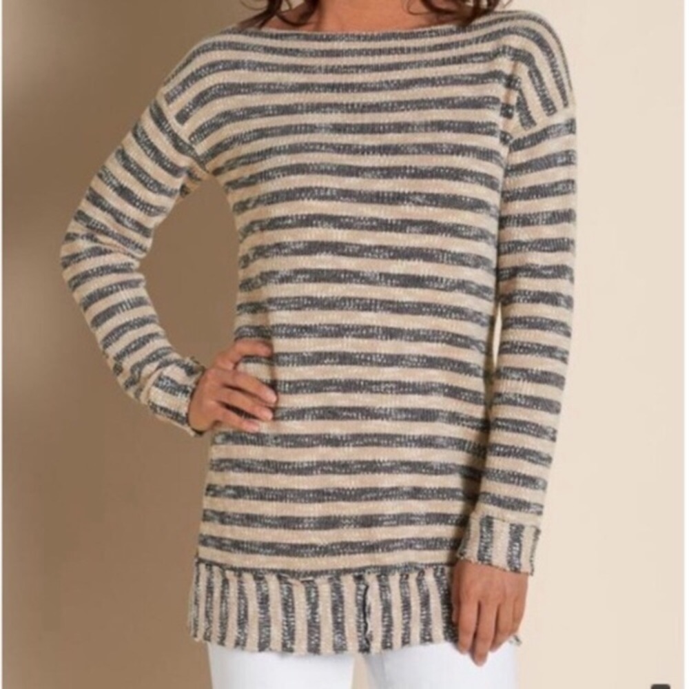 Soft Surroundings Boatneck Striped Knit Sweater